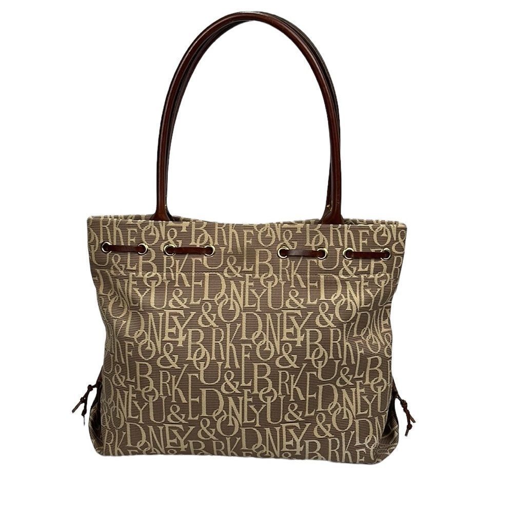 Dooney & Bourke Vintage Signature Tassel Tote Tan / Cream Canvas Leather… - Picture 6 of 15